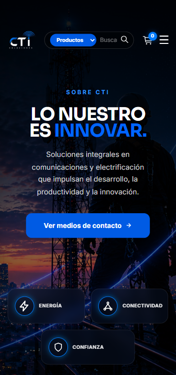 Vista móvil del proyecto CTI Soluciones