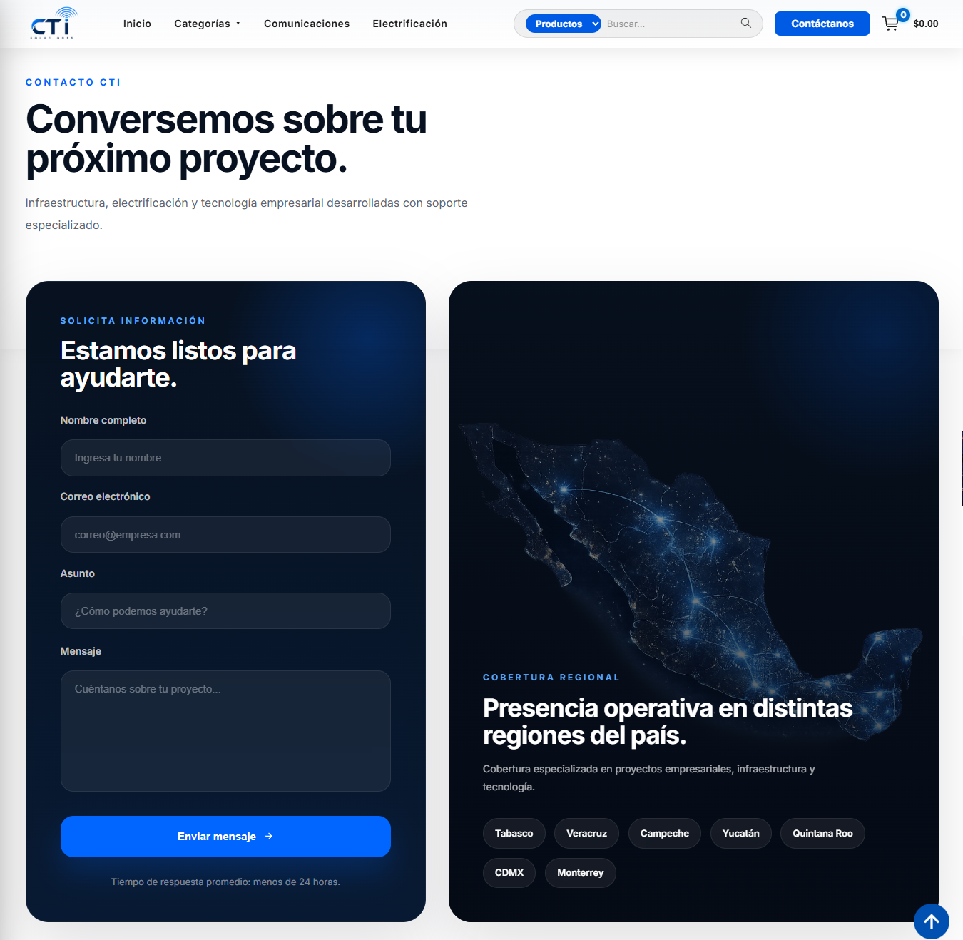 Área de contacto CTI Soluciones