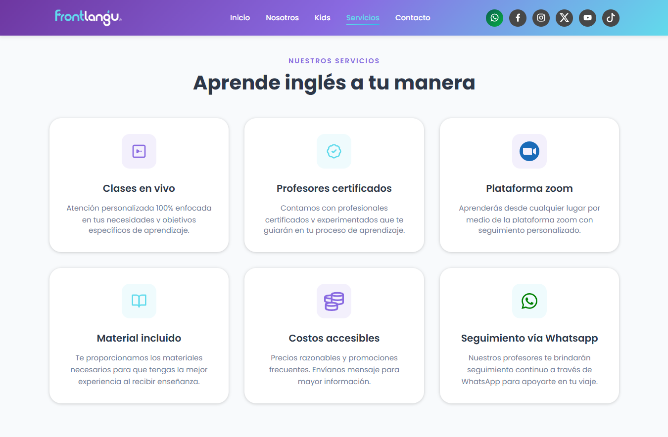 Sección de servicios Frontlangu