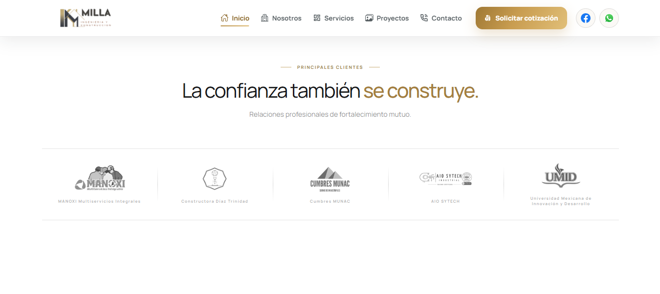 Clientes principales MILLA Ingeniería y Construcción