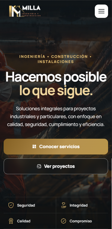 Vista móvil del proyecto MILLA