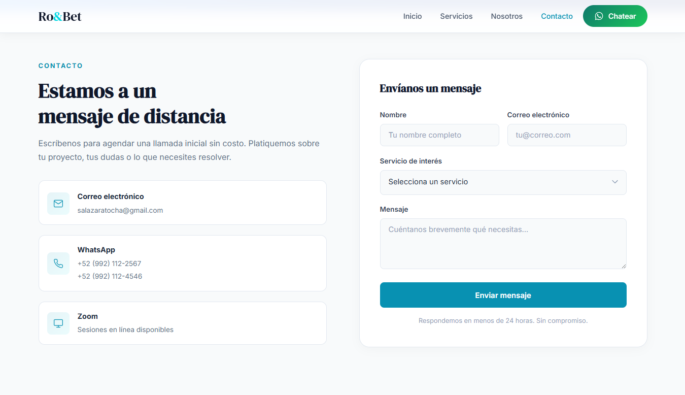 Contacto Ro&Bet