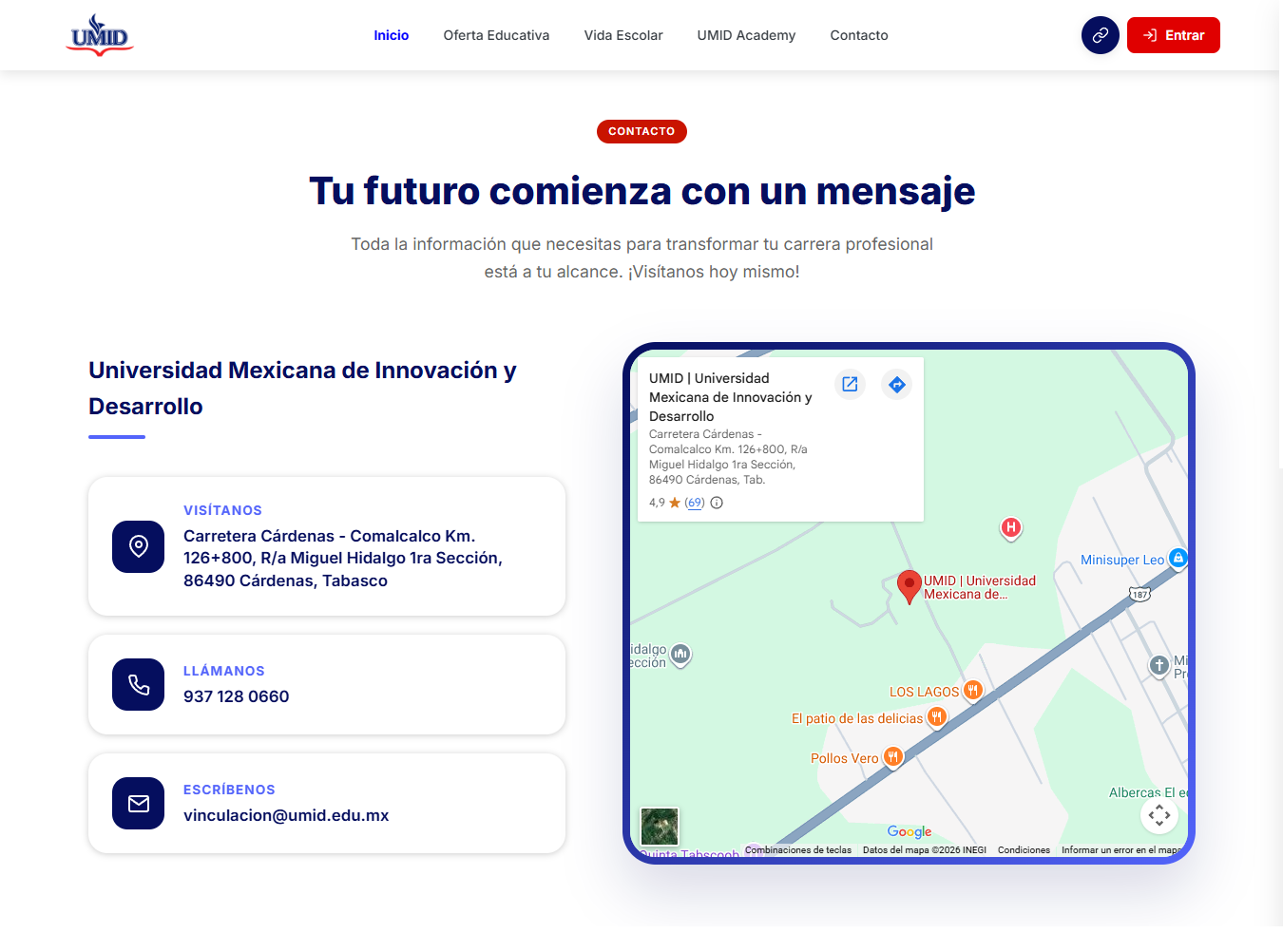 Área de contacto UMID