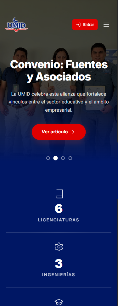 Vista móvil del proyecto UMID